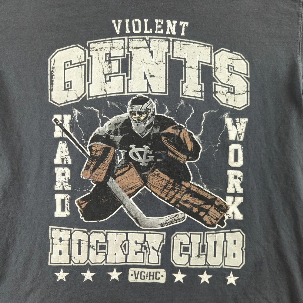 Violent Gentlemen Shirt Mens Large Black Hockey Club Goalie Graphic Tee‎ VGHC